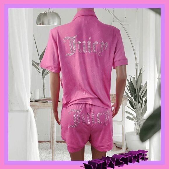 NWT Logo Luxe: {Juicy Couture} Pink Shirt & Boxers Pajama Set, Large NWT - Picture 4 of 4